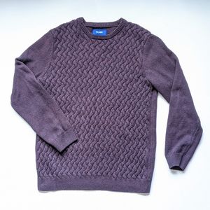 XXL Cable knit Crewneck Pullover Sweater  Purple Cozy Cotton nylon Wool blend